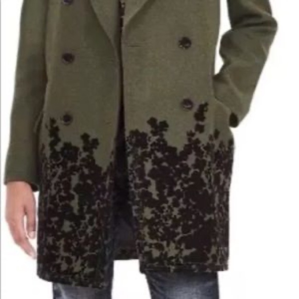 Banana Republic Wool Flocked Hem Pea Coat Medium